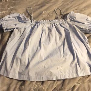 H&M blue off the shoulder blouse